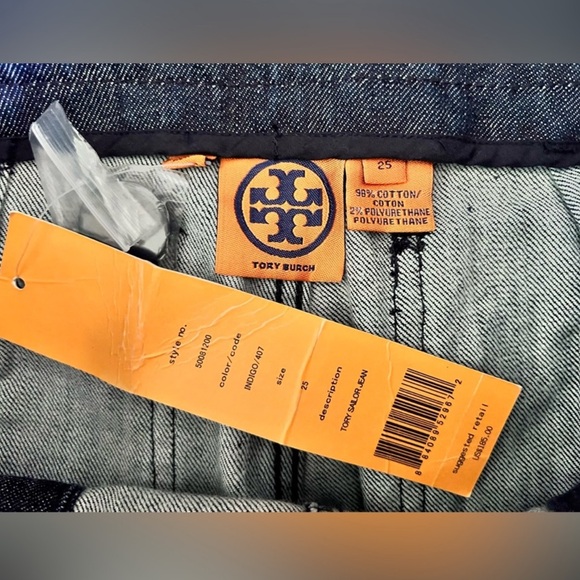 NWT TORY BURCH Sz 25 Tory Sailor Wide Leg Trouser Denim Jeans Original $185 - Picture 3 of 7